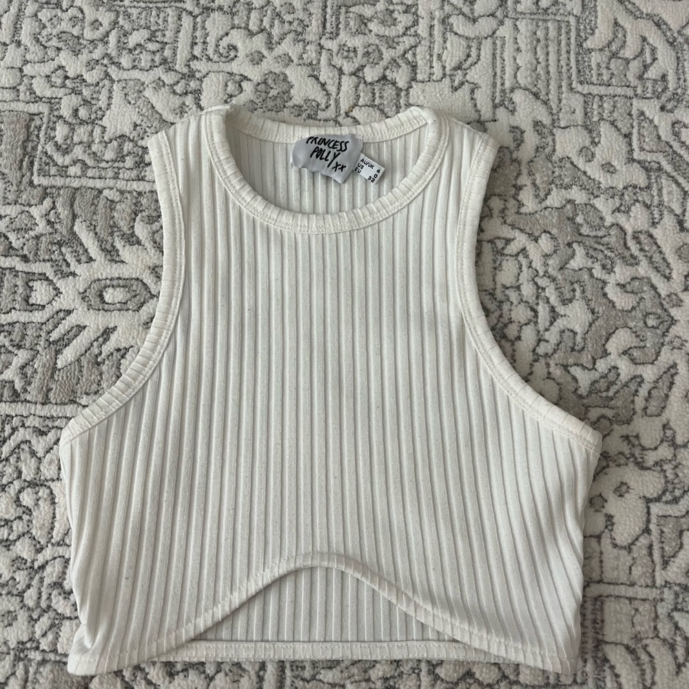 Princess Polly white Ribbed Crop Top